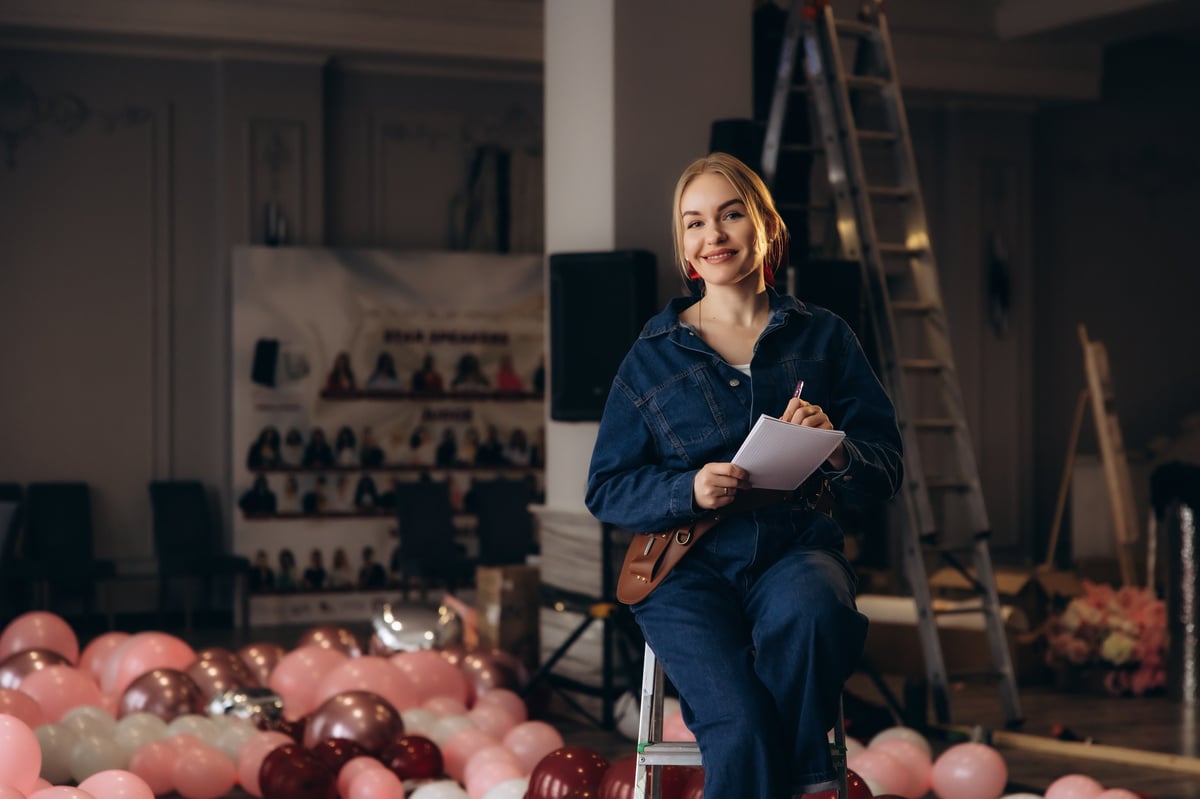 Event planner managing party decorations and preparations